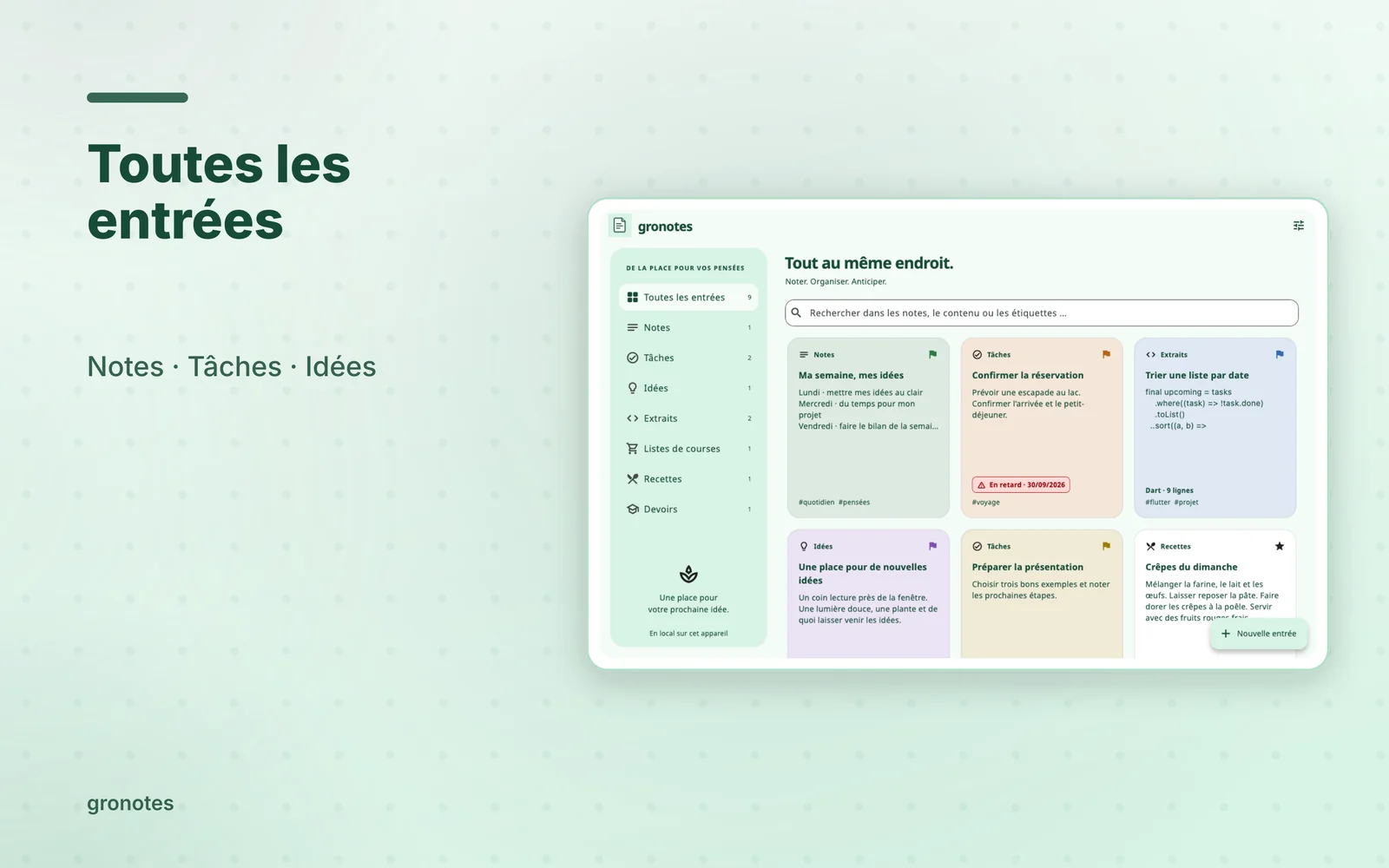 macOS · gronotes: Toutes les entrées