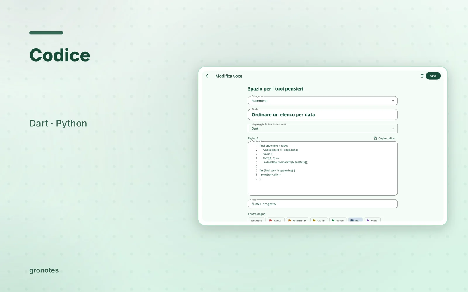 macOS · gronotes: Codice