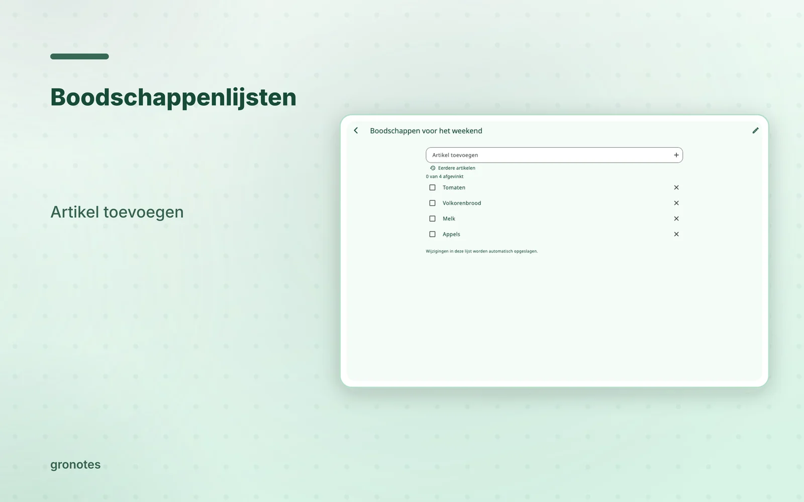 macOS · gronotes: Boodschappenlijsten