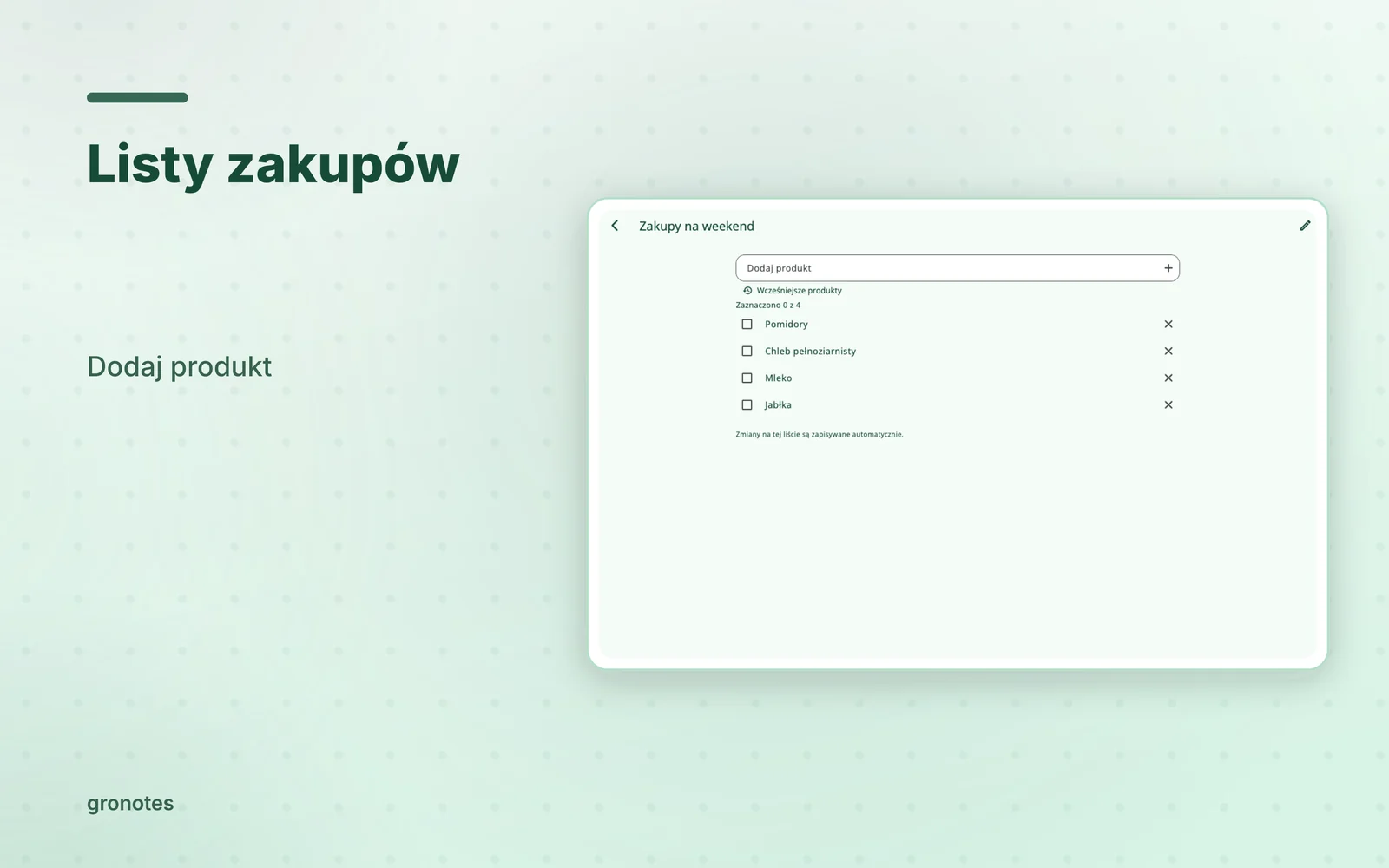 macOS · gronotes: Listy zakupów
