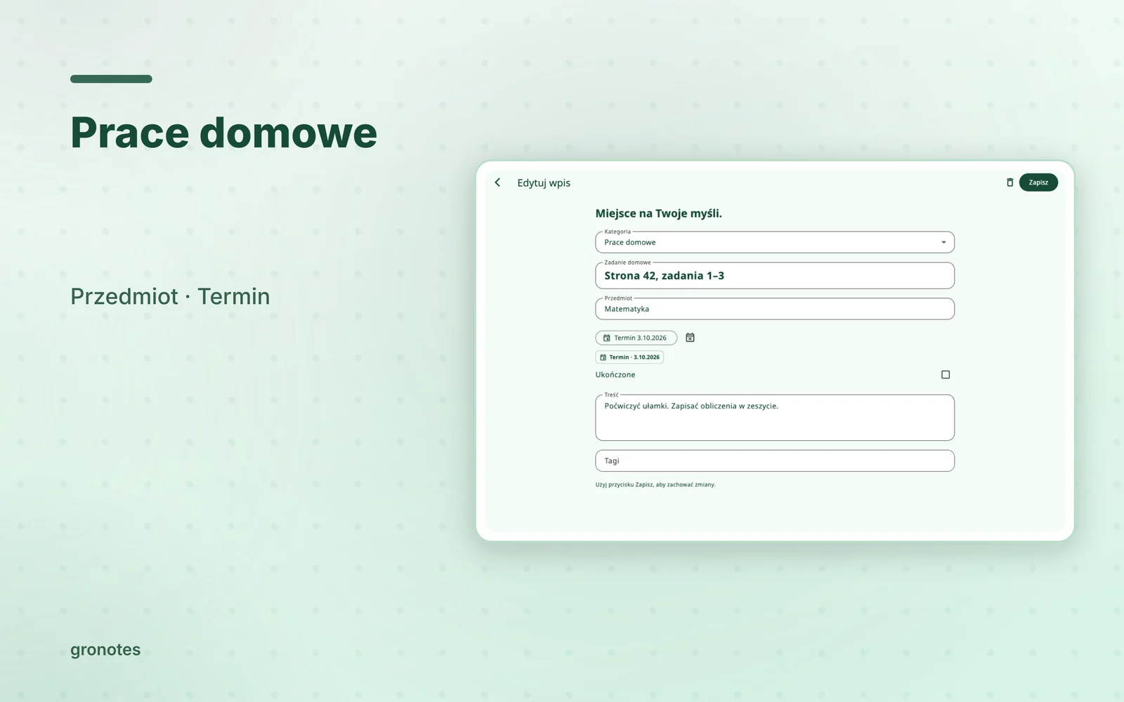 macOS · gronotes: Prace domowe