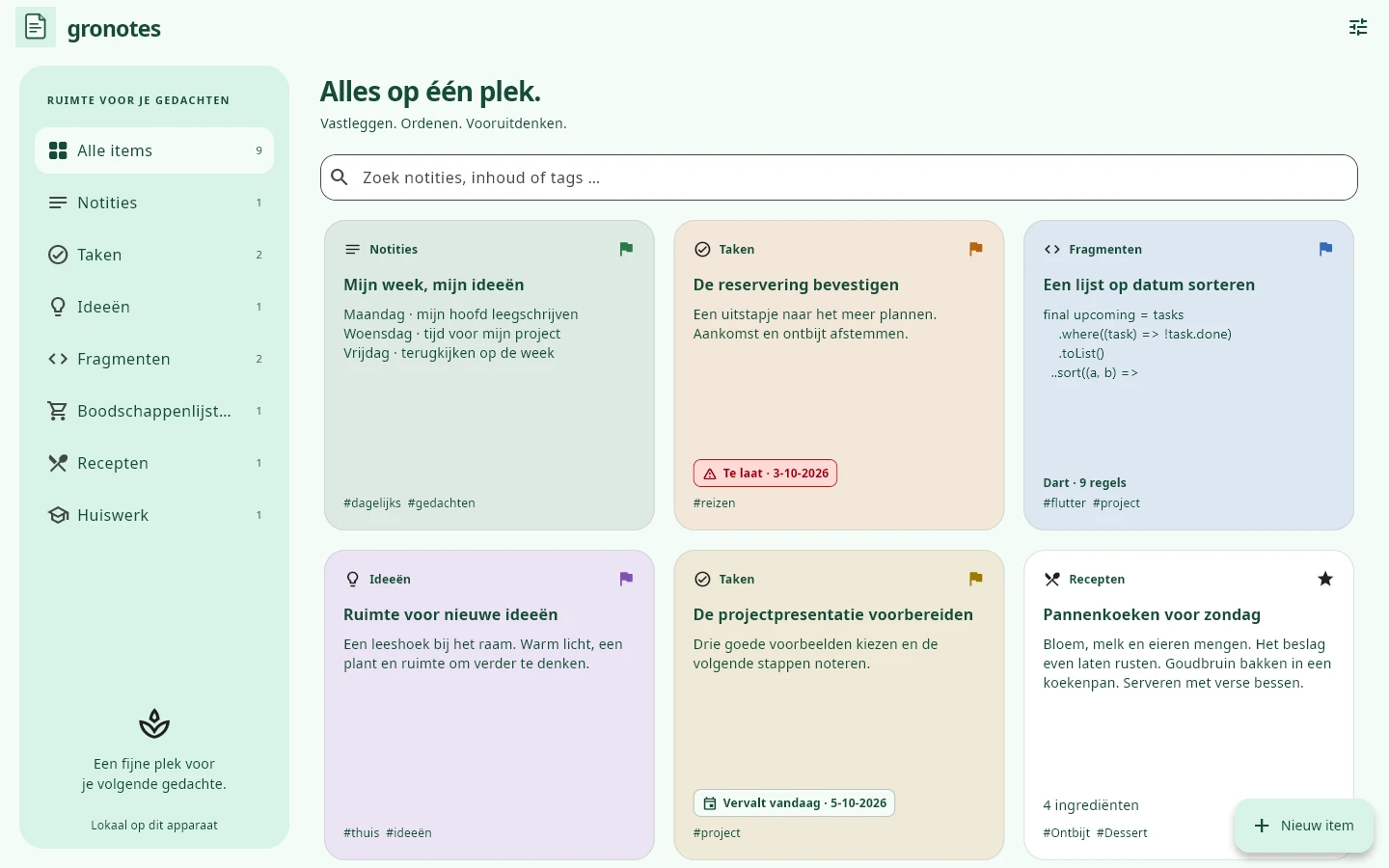 Windows · gronotes: Alle items