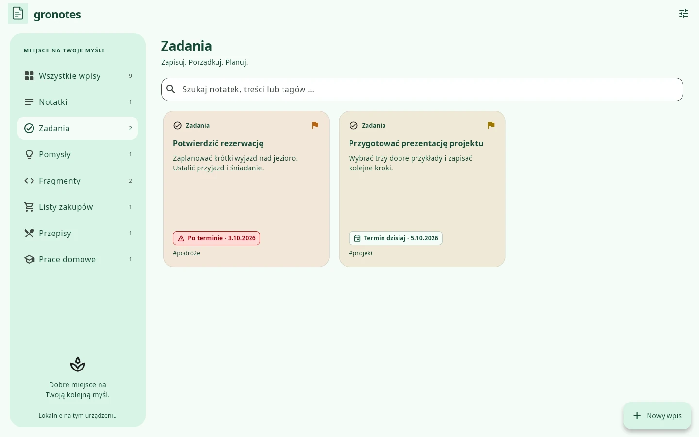 Windows · gronotes: Zadania