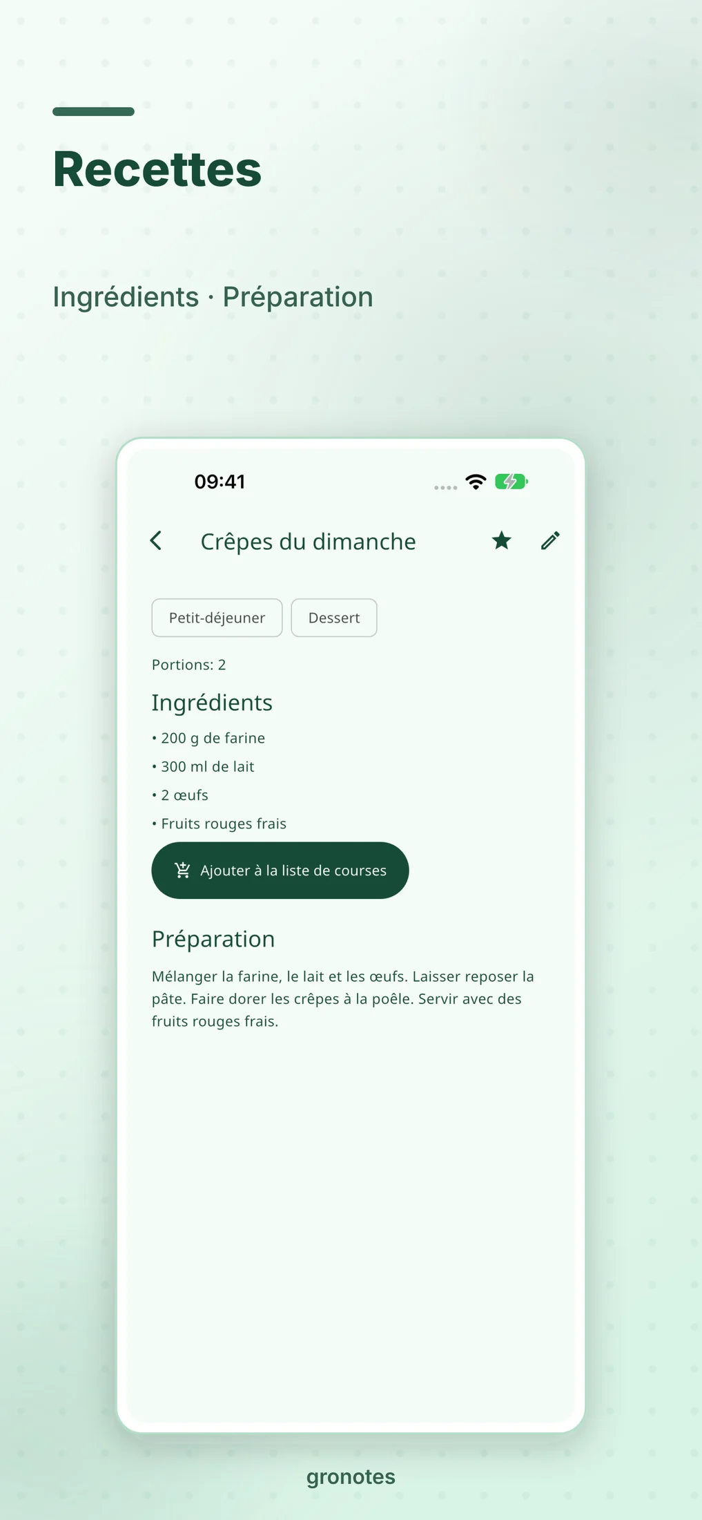 iOS · gronotes: Recettes