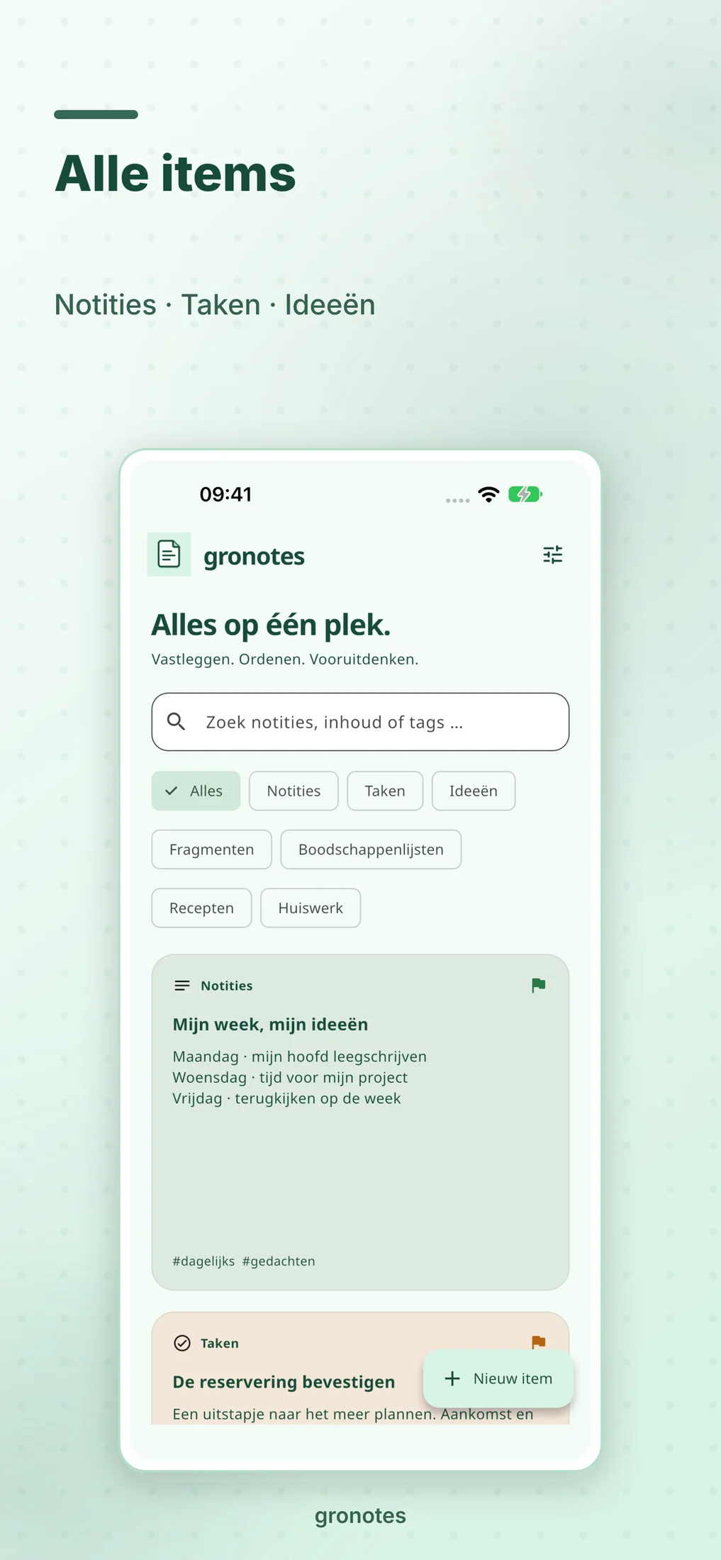 iOS · gronotes: Alle items