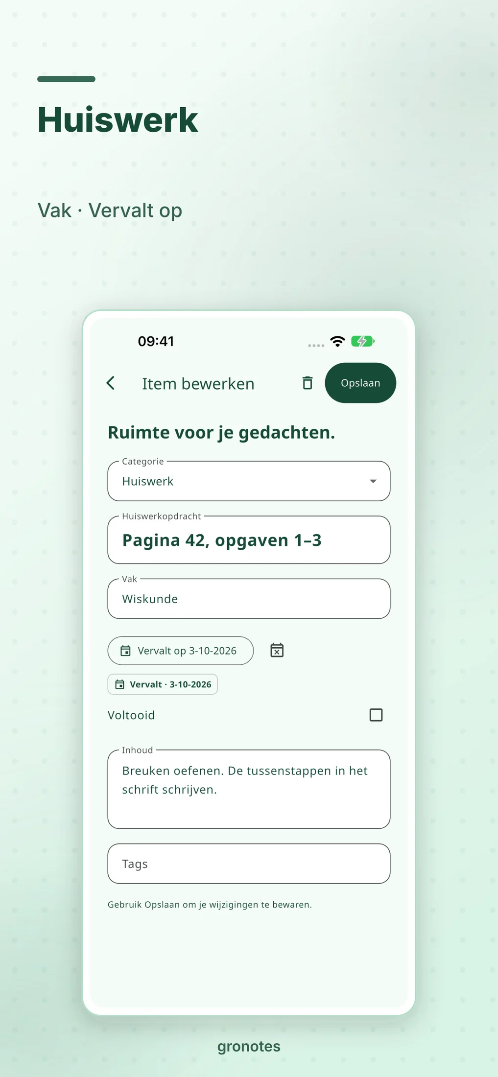 iOS · gronotes: Huiswerk