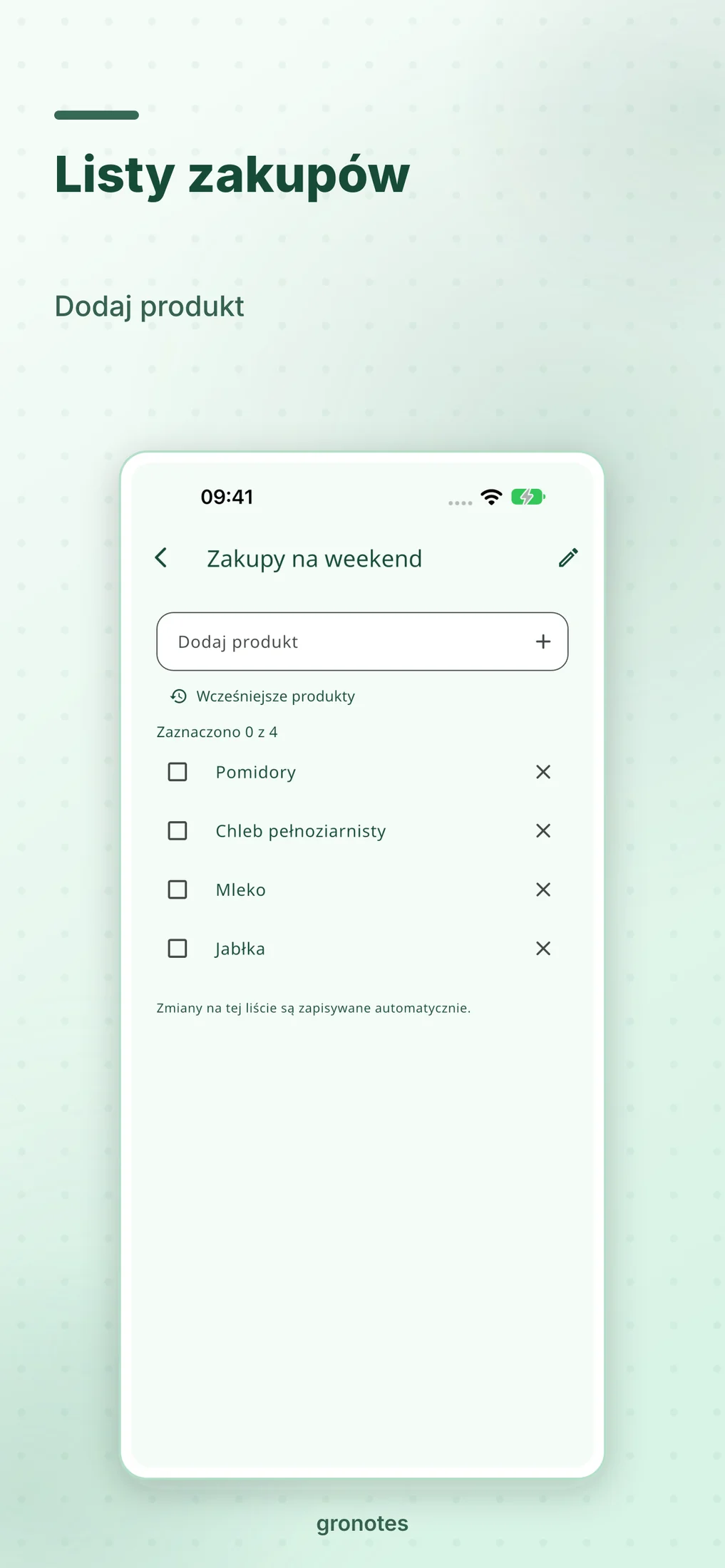 iOS · gronotes: Listy zakupów
