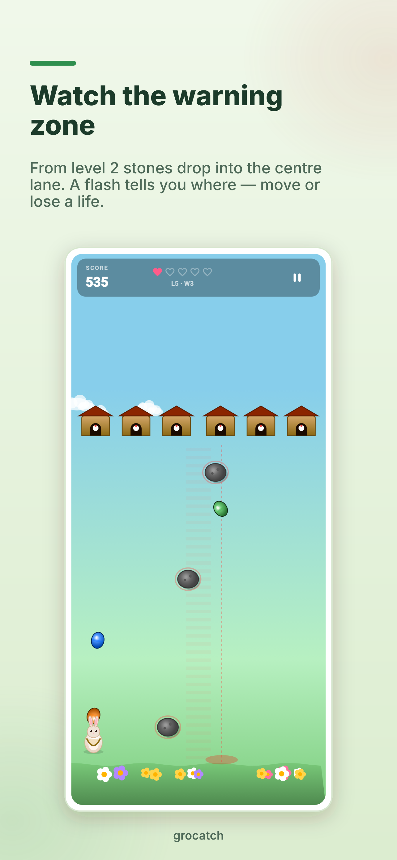 grocatch screenshot 4: warning zone and stones