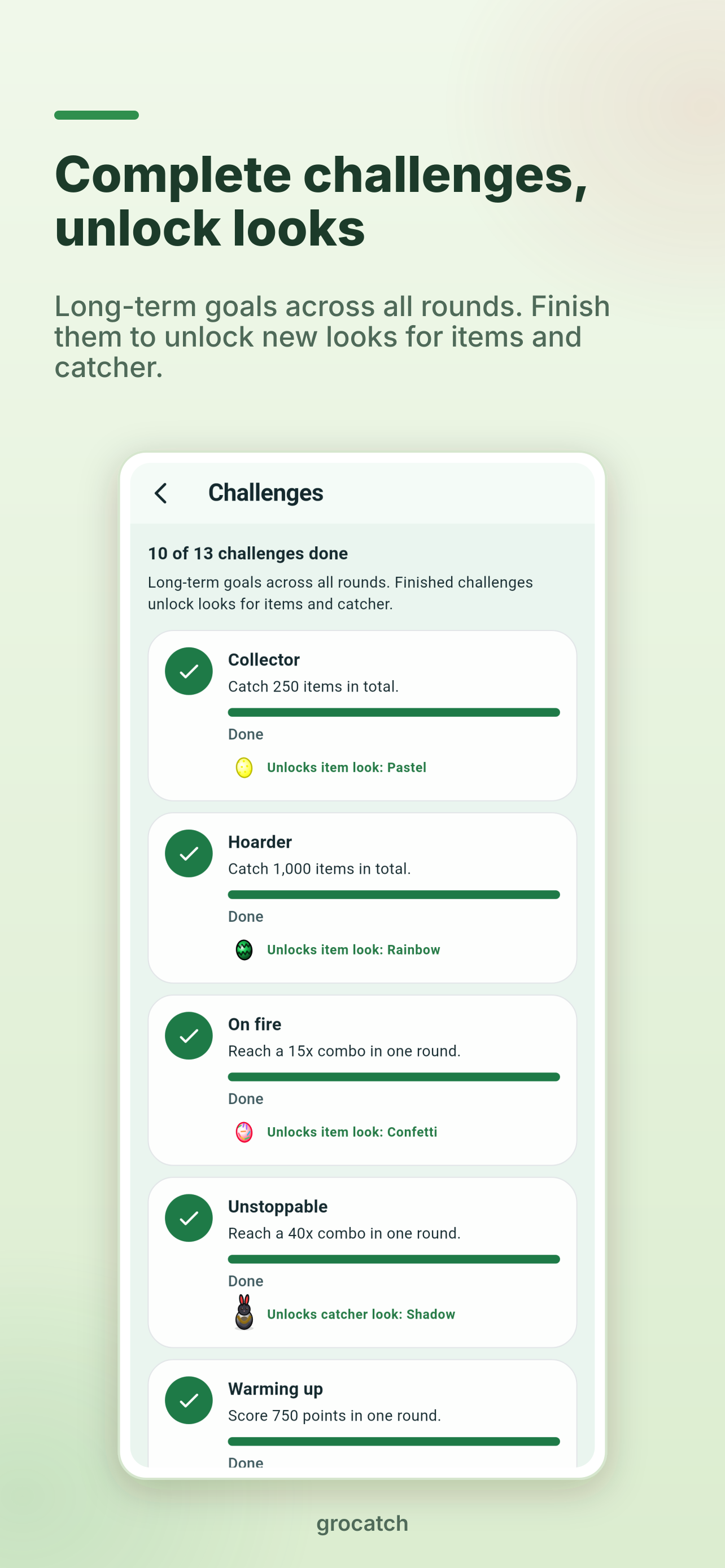 grocatch screenshot 7: challenges and looks
