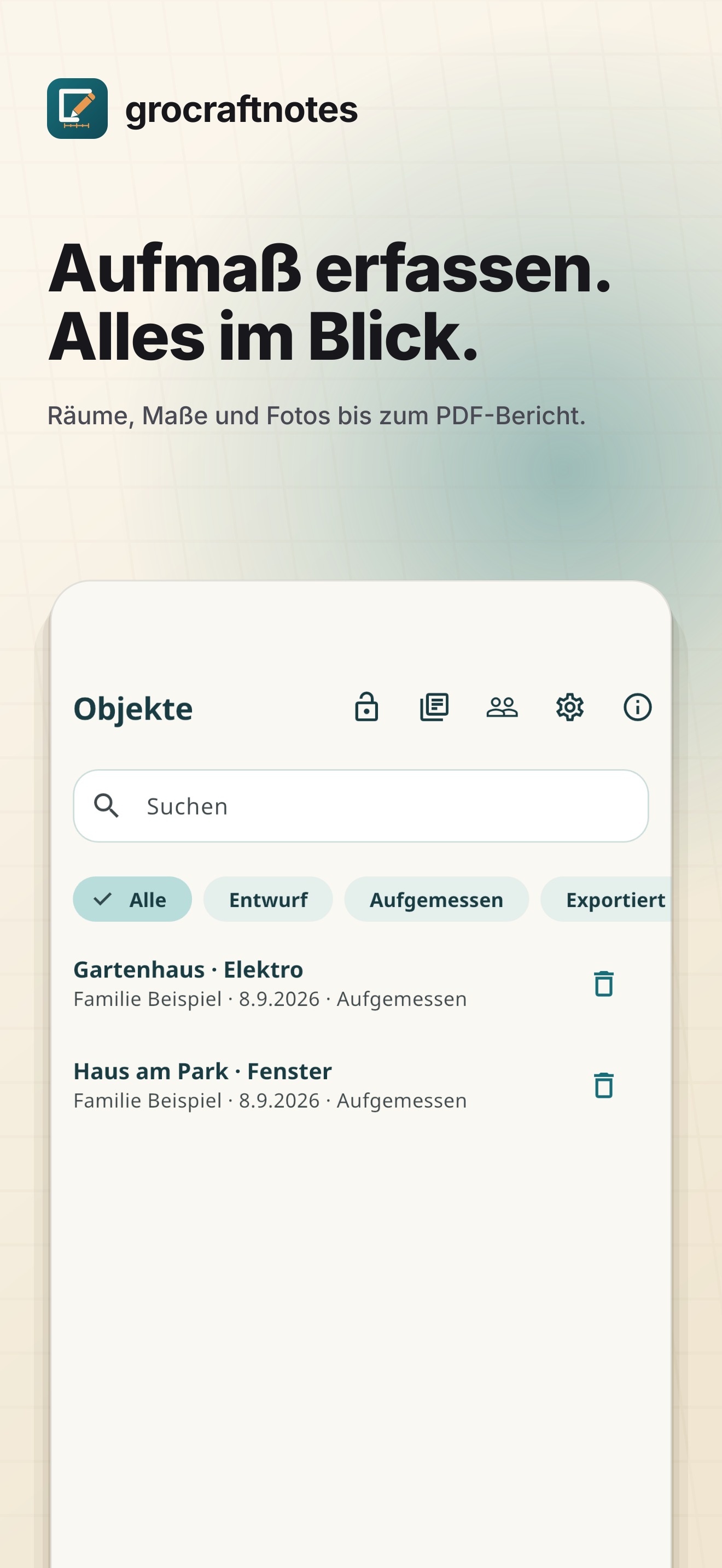 Aufmaß erfassen. Alles im Blick.