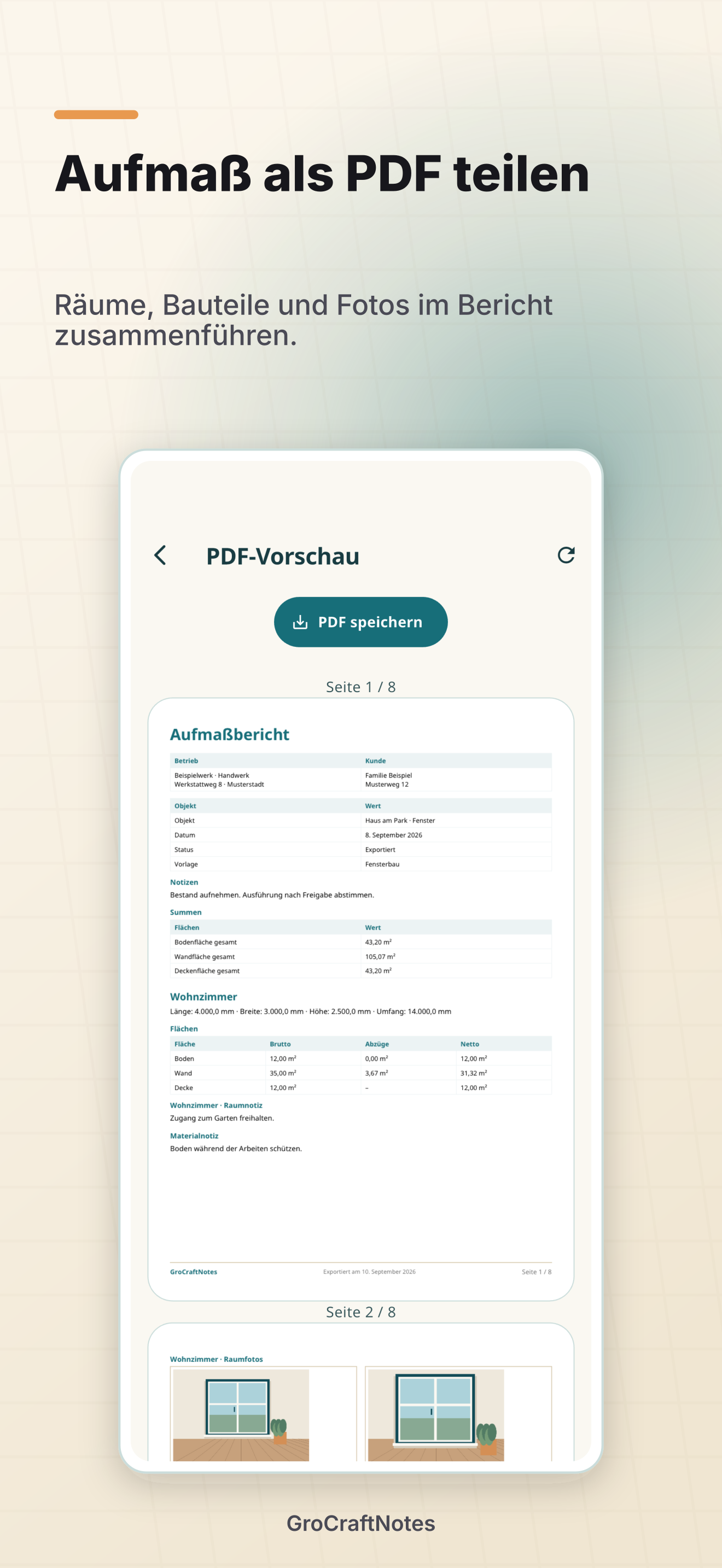 Aufmaß als PDF teilen
