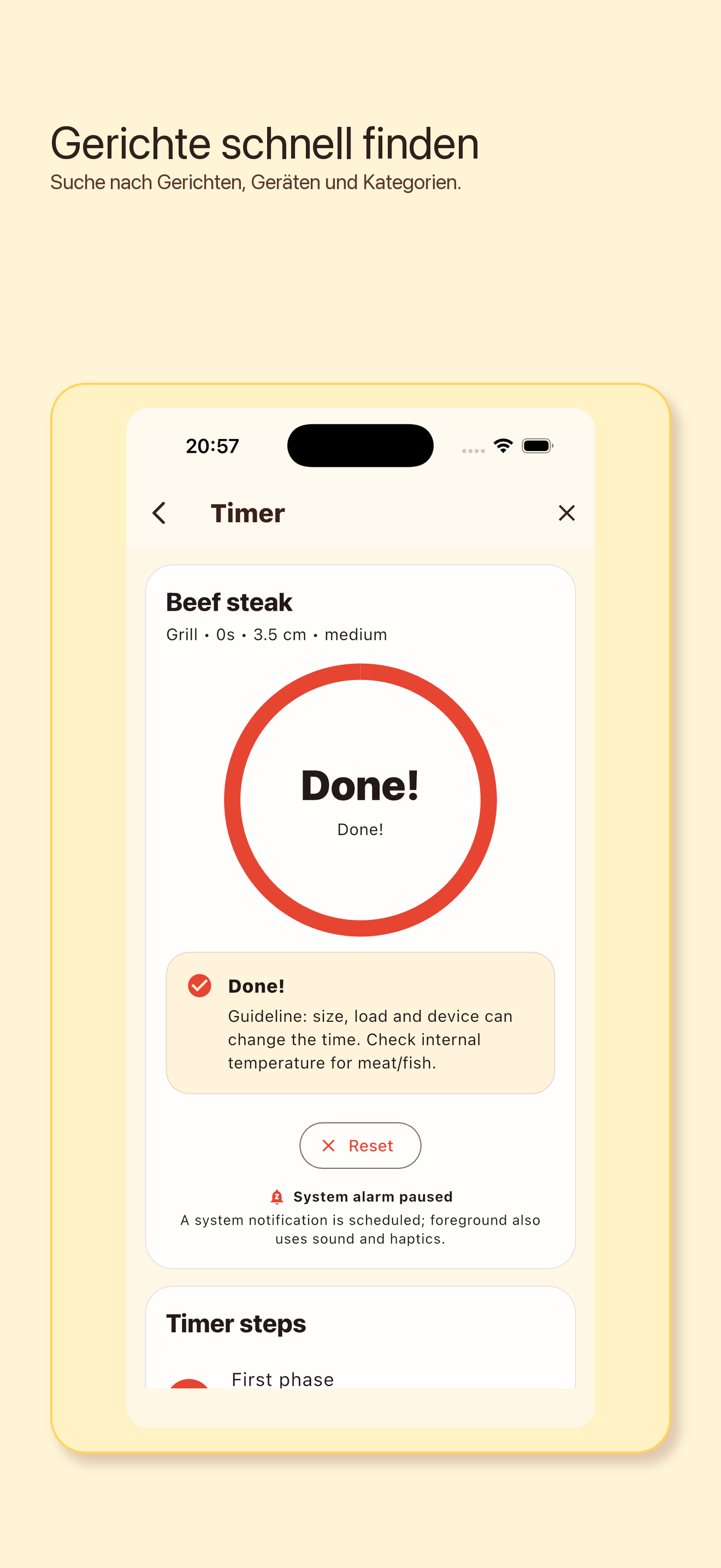 grotimer Screenshot 2: Suche & Start