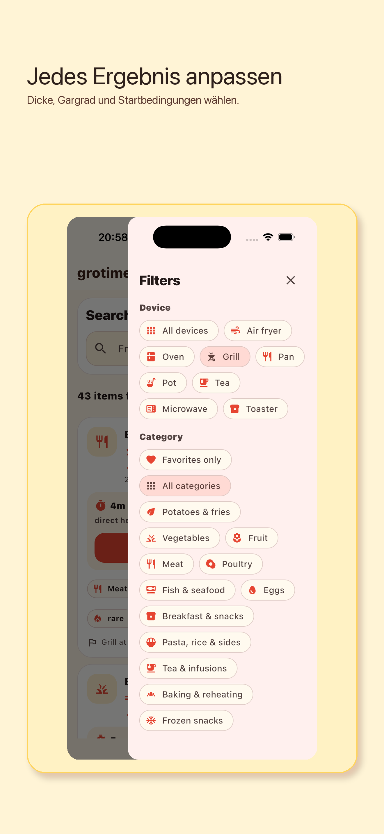 grotimer Screenshot 3: Optionen wählen
