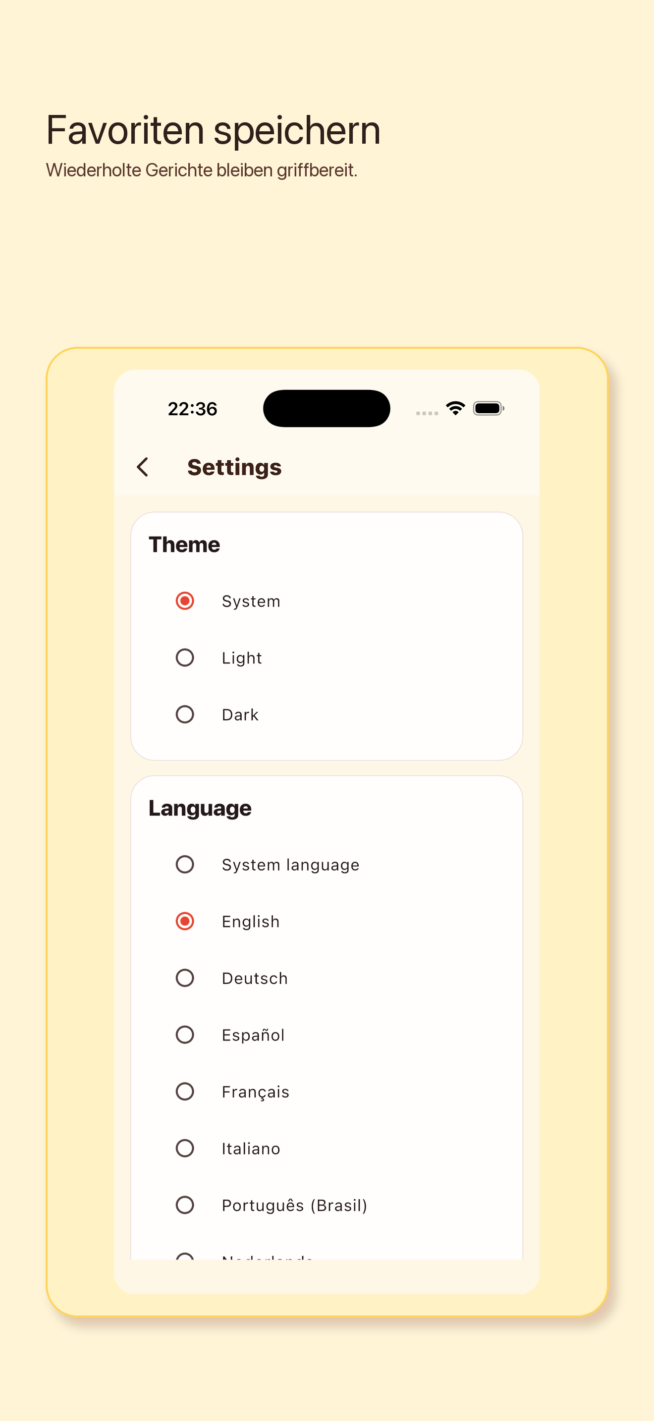 grotimer Screenshot 5: Favoriten