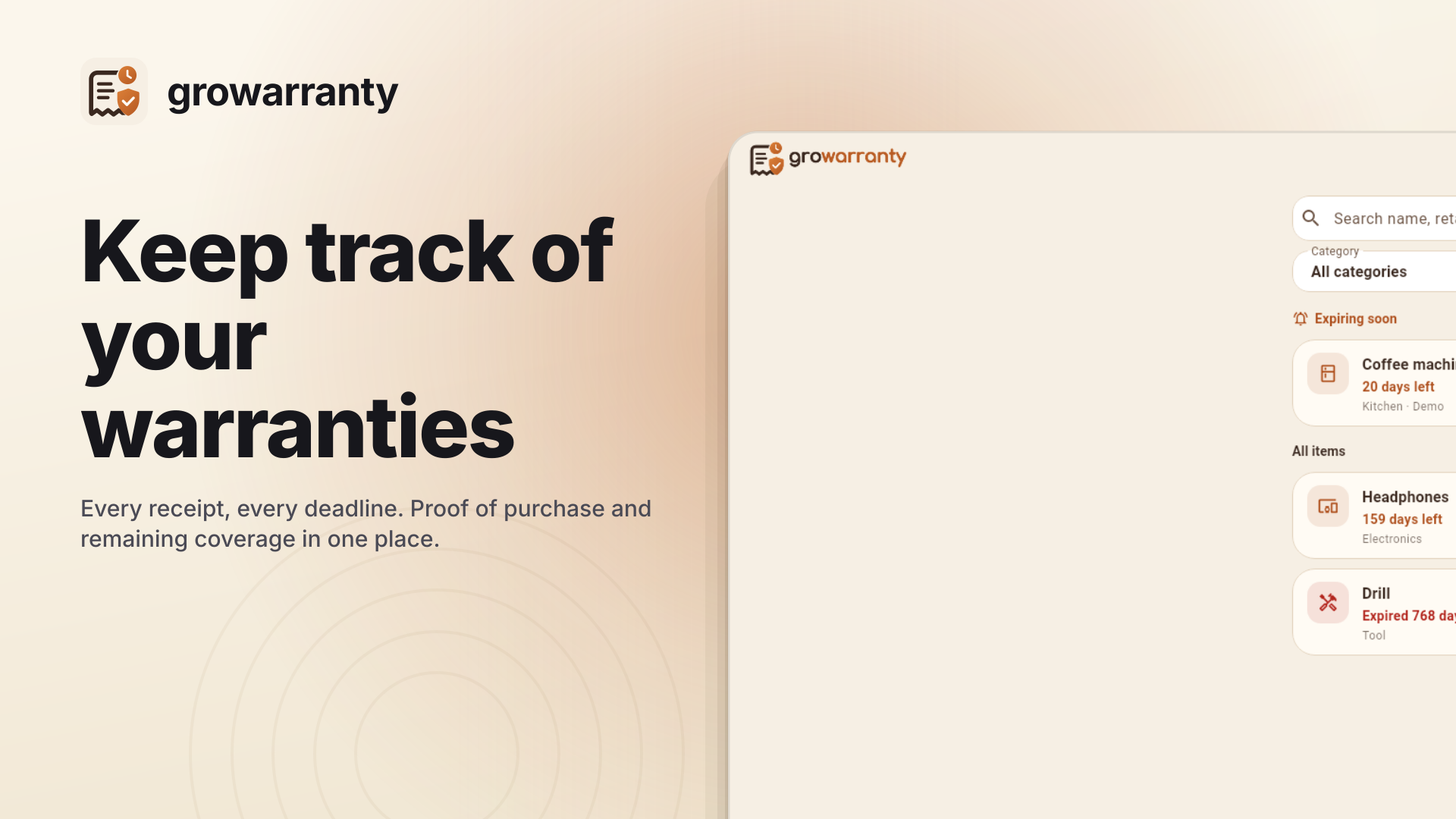 Keep track of your warranties