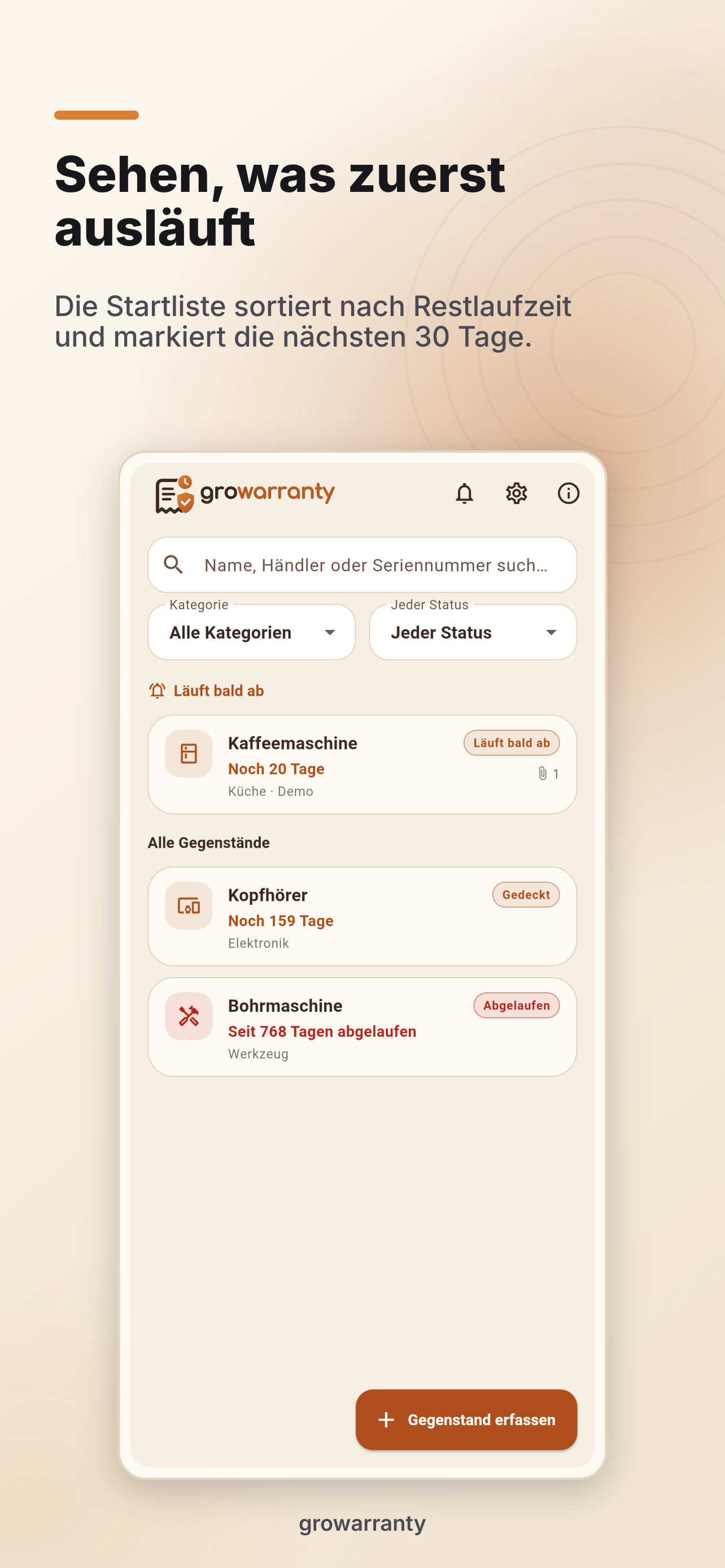 Sammlung nach Restlaufzeit