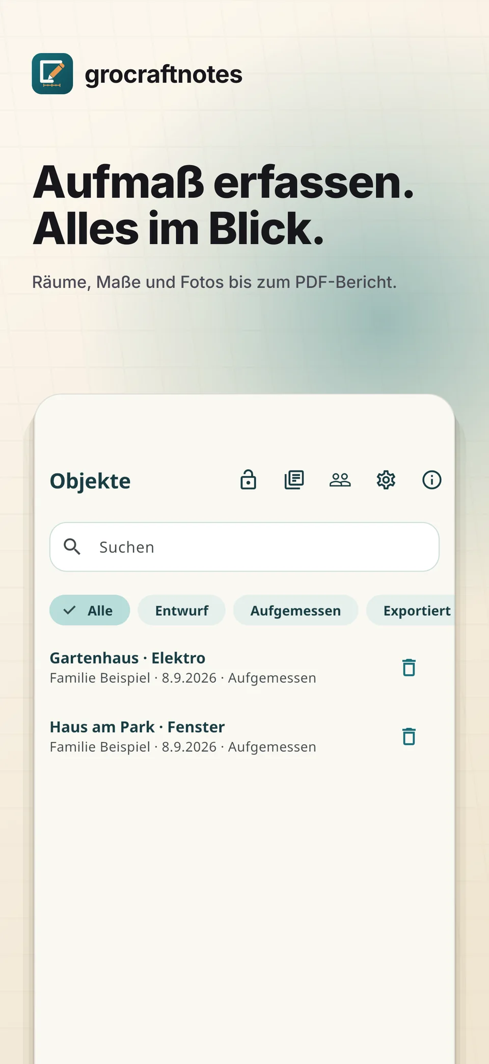 Aufmaß erfassen. Alles im Blick.