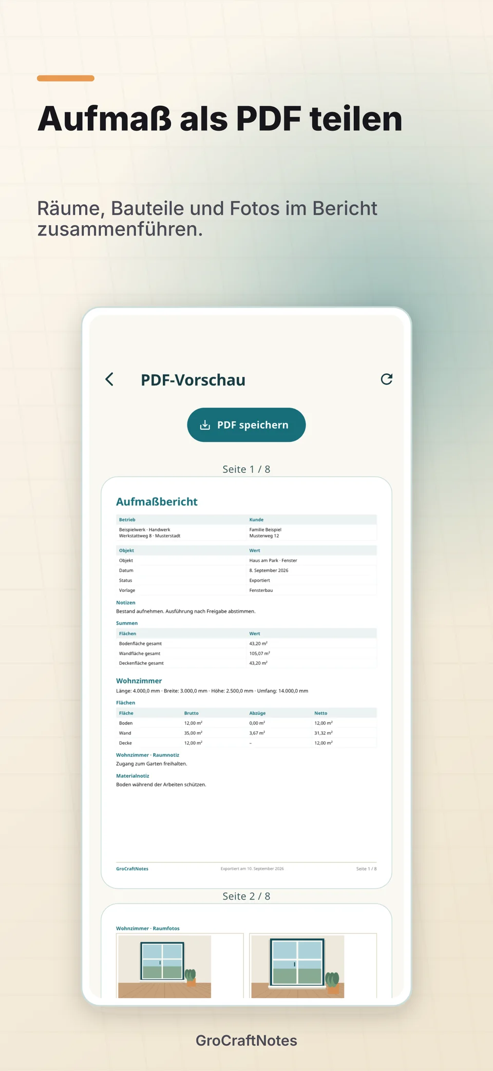 Aufmaß als PDF teilen