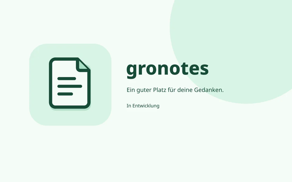 gronotes-Markenmotiv mit eigenem Notizblatt-Logo in Mintgrün. Kein App-Screenshot.