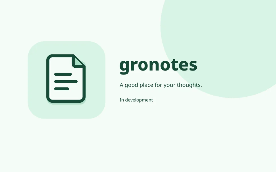 gronotes brand artwork with its own mint-green note icon. Not an app screenshot.