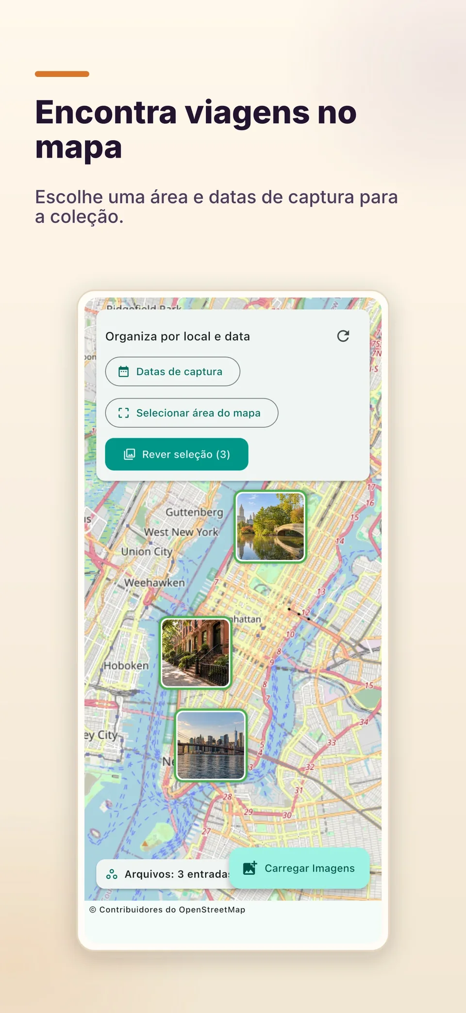 Encontra viagens no mapa