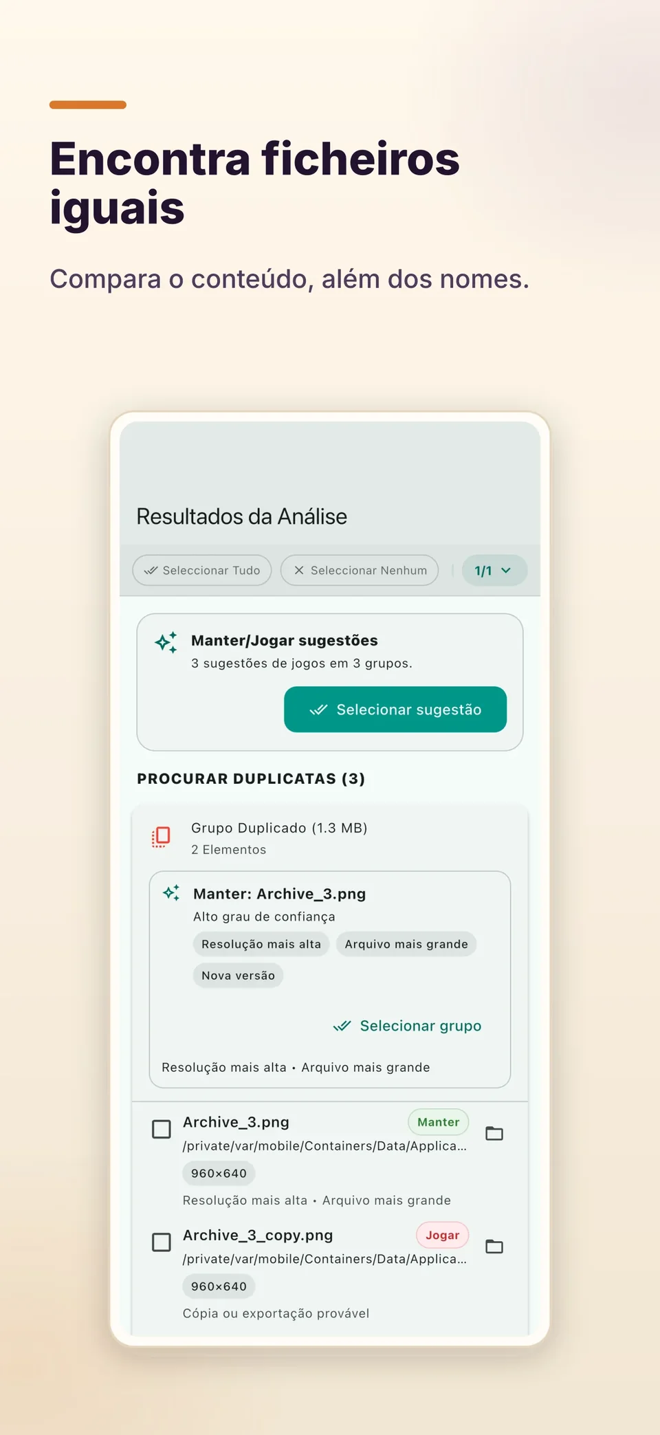 Encontra ficheiros iguais