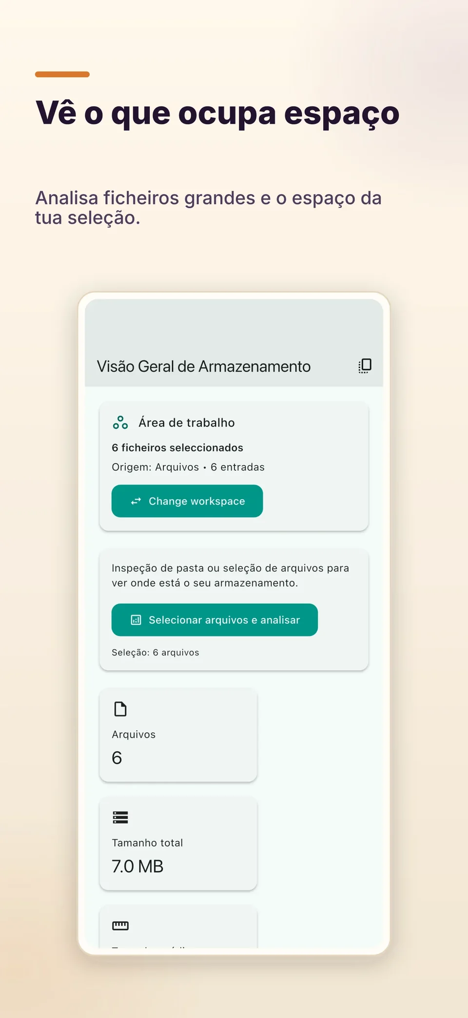 Vê o que ocupa espaço