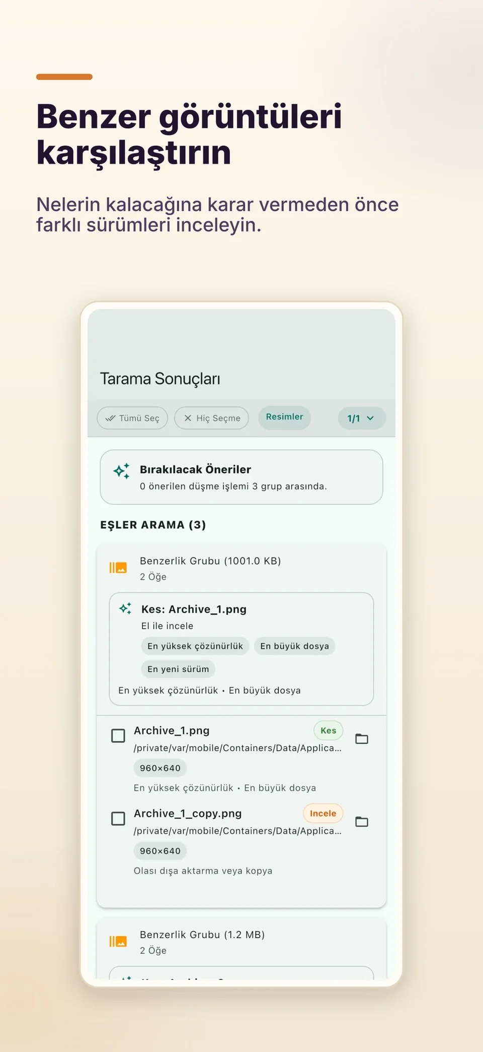 Benzer görüntüleri karşılaştırın