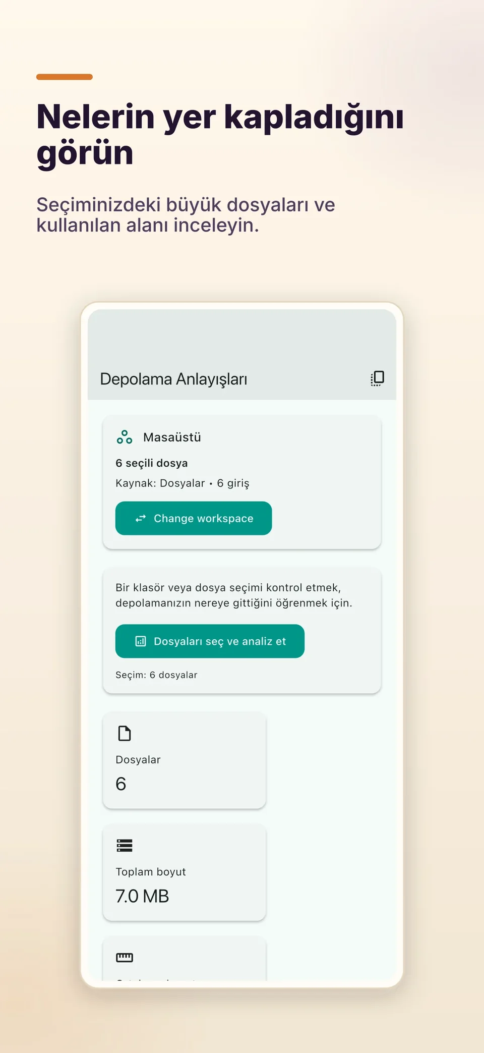 Nelerin yer kapladığını görün