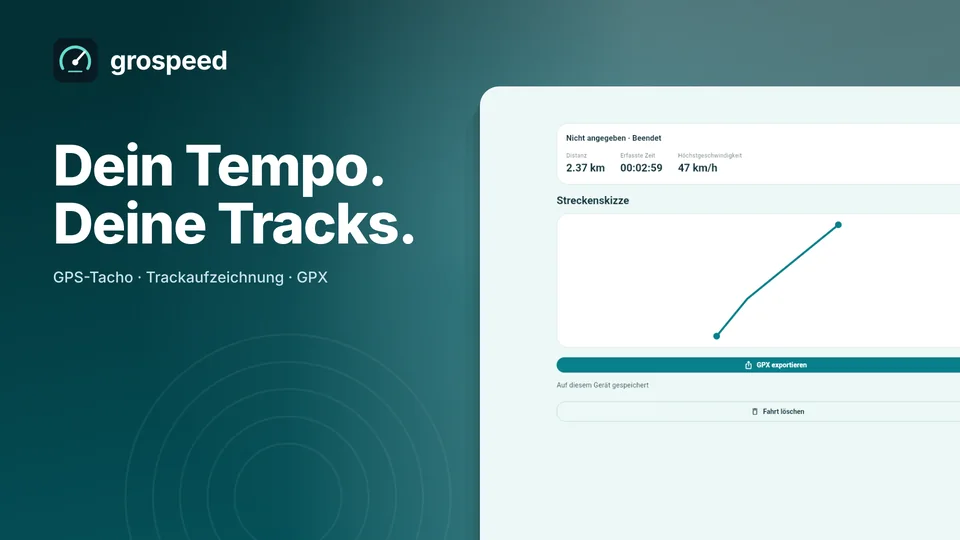grospeed: Dein Tempo. Deine Tracks. – GPS-Tacho, Trackaufzeichnung und GPX