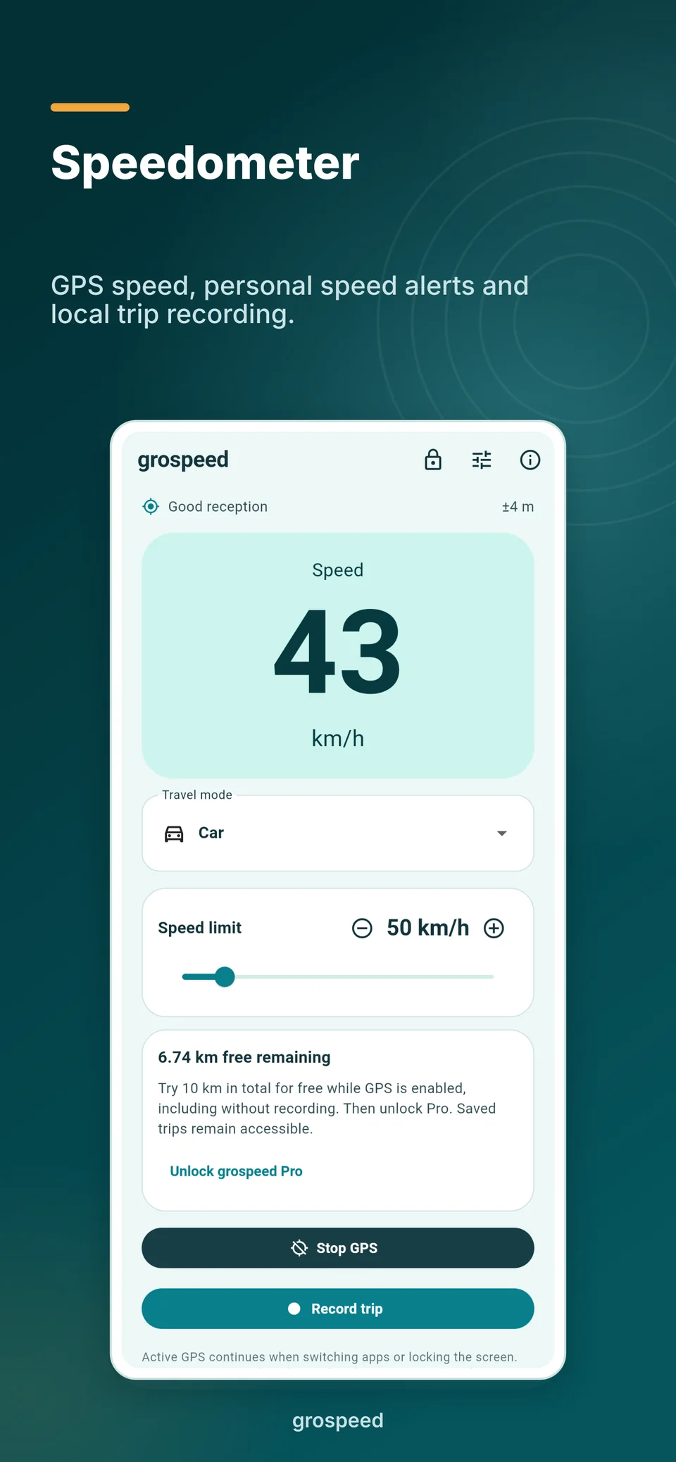 Large GPS speed display