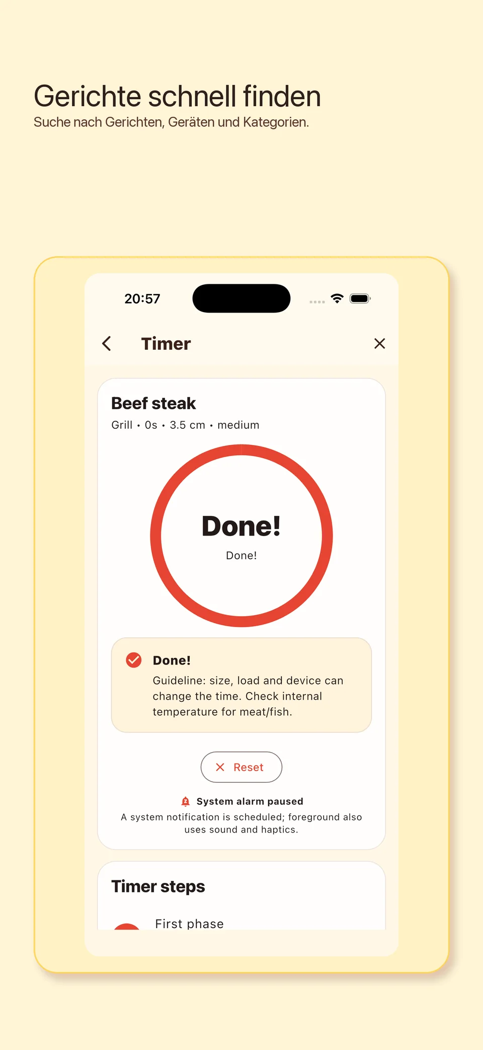 grotimer Screenshot 2: Suche & Start