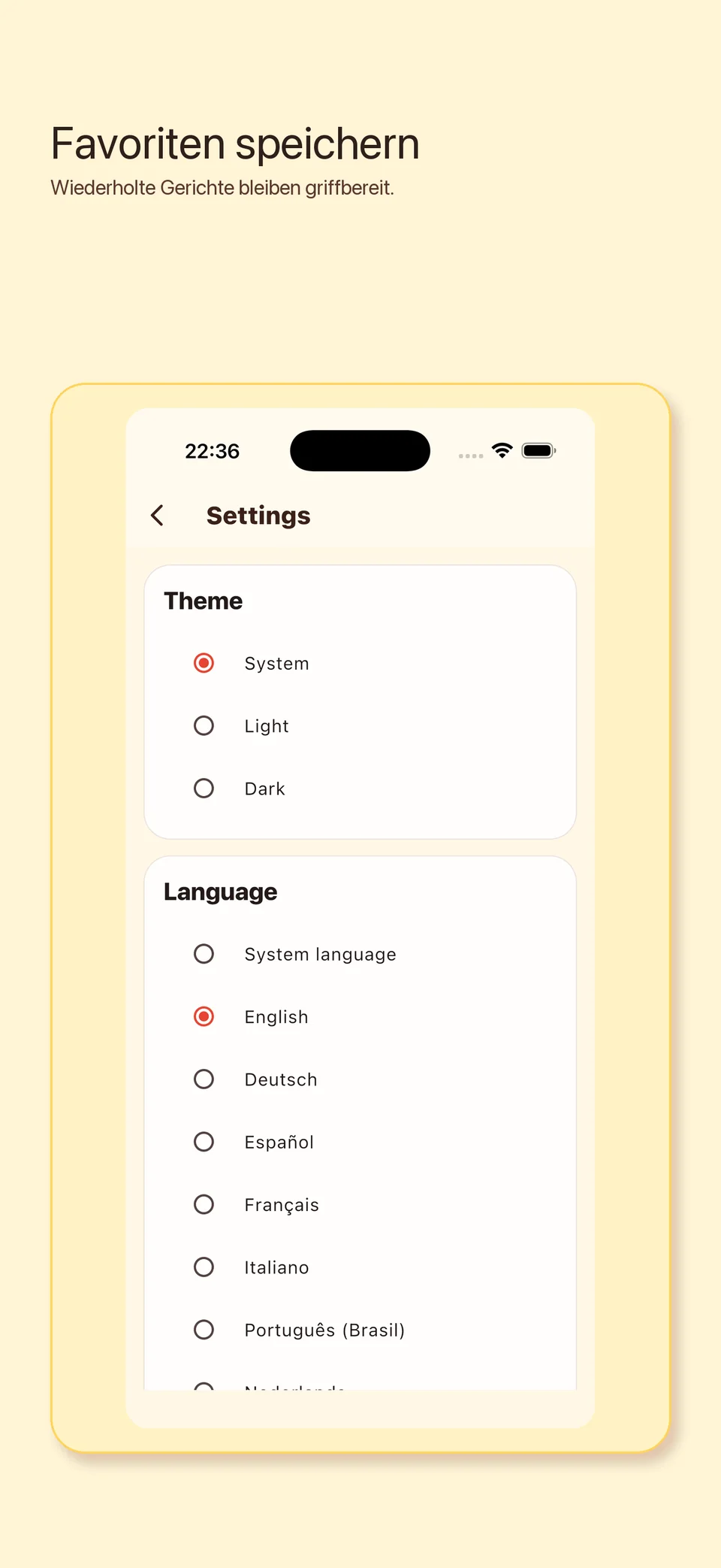 grotimer Screenshot 5: Favoriten