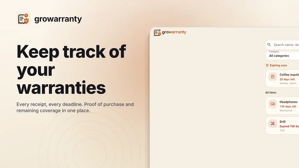 growarranty – Receipts ready. Dates in view.