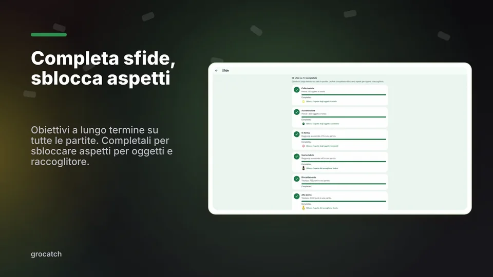 grocatch: Completa sfide, sblocca aspetti