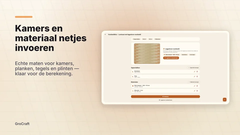 grocraft: Kamers en materiaal netjes invoeren