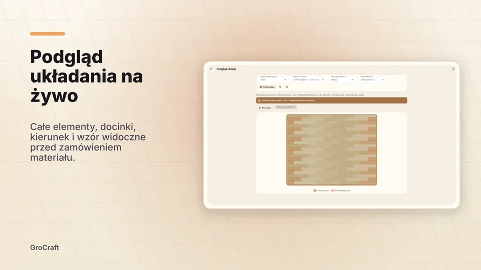 grocraft: Podgląd układania na żywo