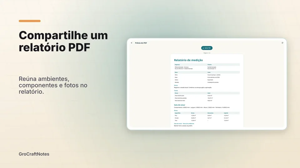 grocraftnotes: Compartilhe um relatório PDF