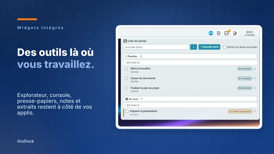 grodock: Des outils là où vous travaillez.