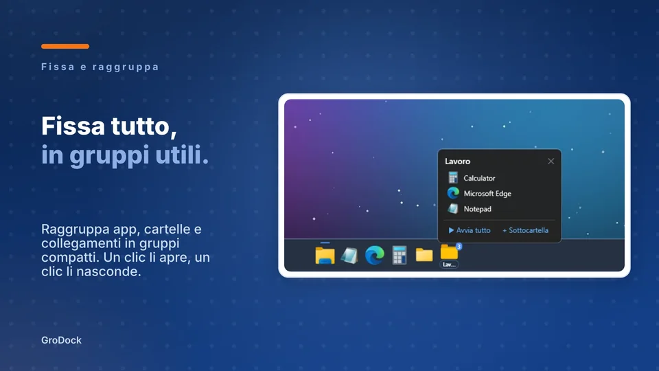 grodock: Fissa tutto, in gruppi utili.