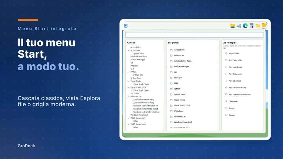 grodock: Il tuo menu Start, a modo tuo.