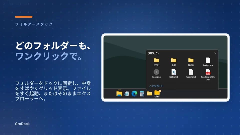 grodock: どのフォルダーも、 ワンクリックで。