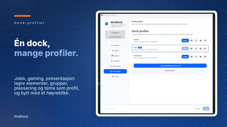 grodock: Én dock, mange profiler.
