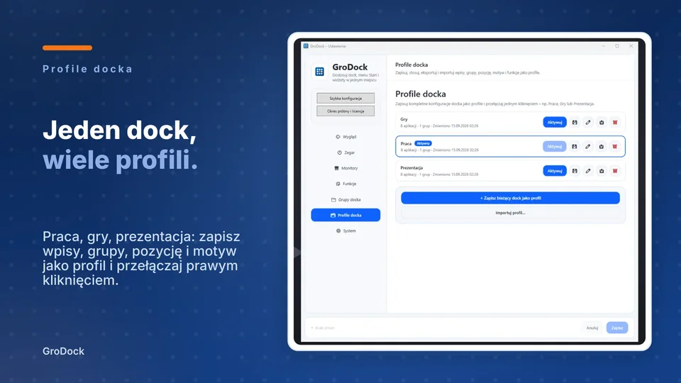 grodock: Jeden dock, wiele profili.