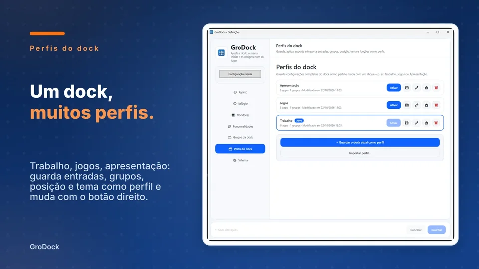 grodock: Um dock, muitos perfis.