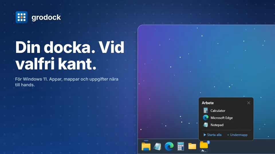 grodock: Din docka. Vid valfri kant.