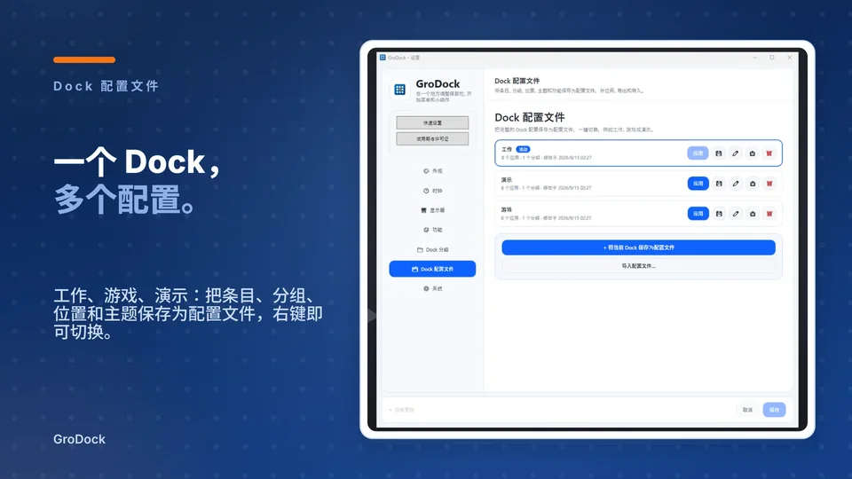 grodock: 一个 Dock， 多个配置。