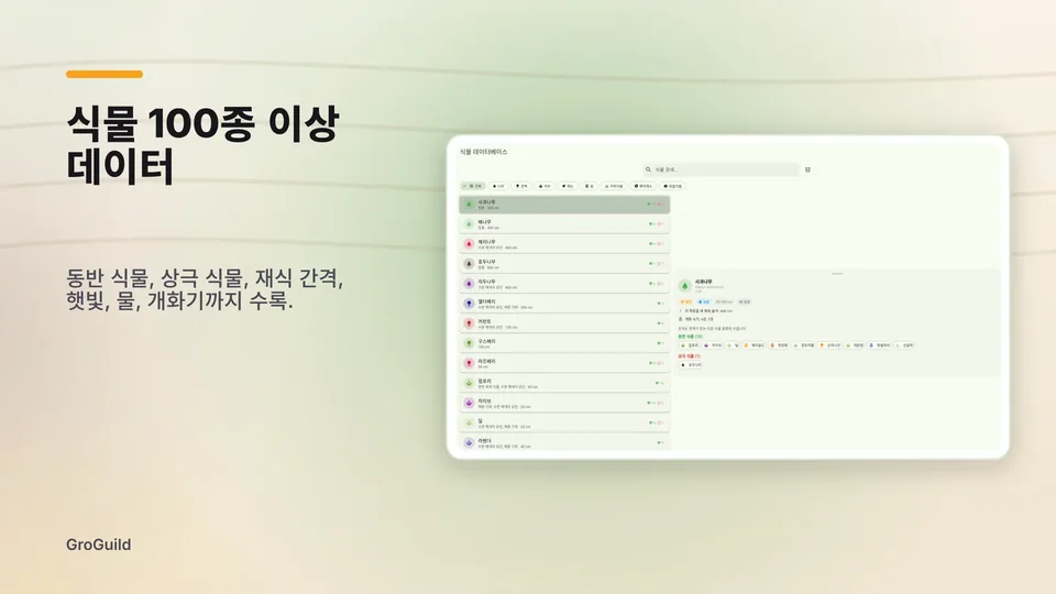 groguild: 식물 100종 이상 데이터