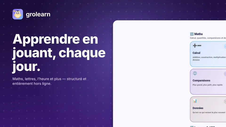 grolearn: Apprendre en jouant, chaque jour.