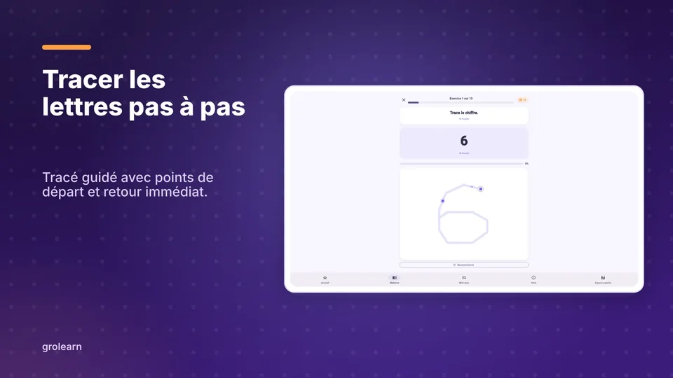 grolearn: Tracer les lettres pas à pas